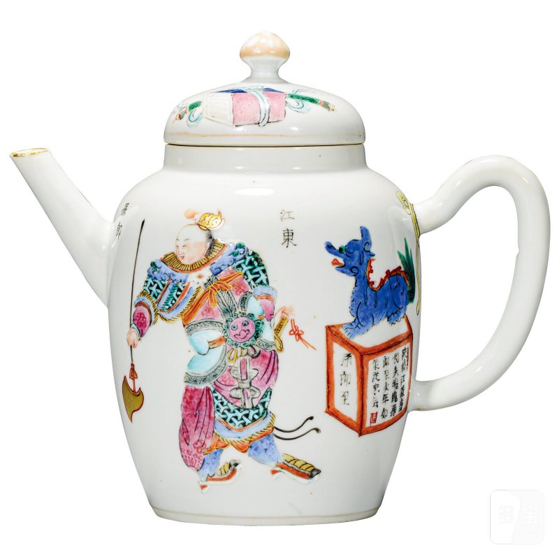 清咸丰 粉彩无双谱茶壶